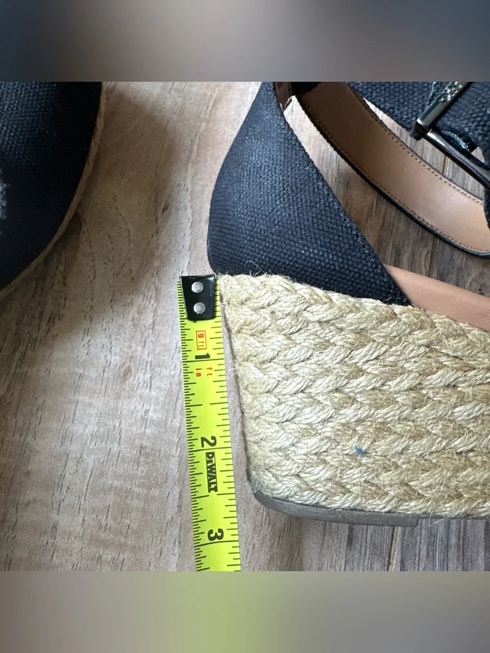 Vionic Amy Wedge Espadrille Sandals Size 9 Black Canvas Buckle Ankle Strap